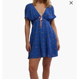 Free People-everyone’s favorite mini dress in Dutch blue combo